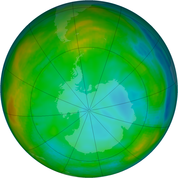 Antarctic ozone map for 09 July 1982